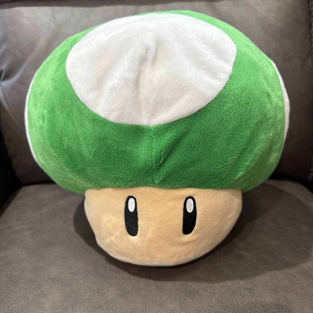 Nintendo Super Mario Green Mushroom Plush Stuffed Animal 12 Inches